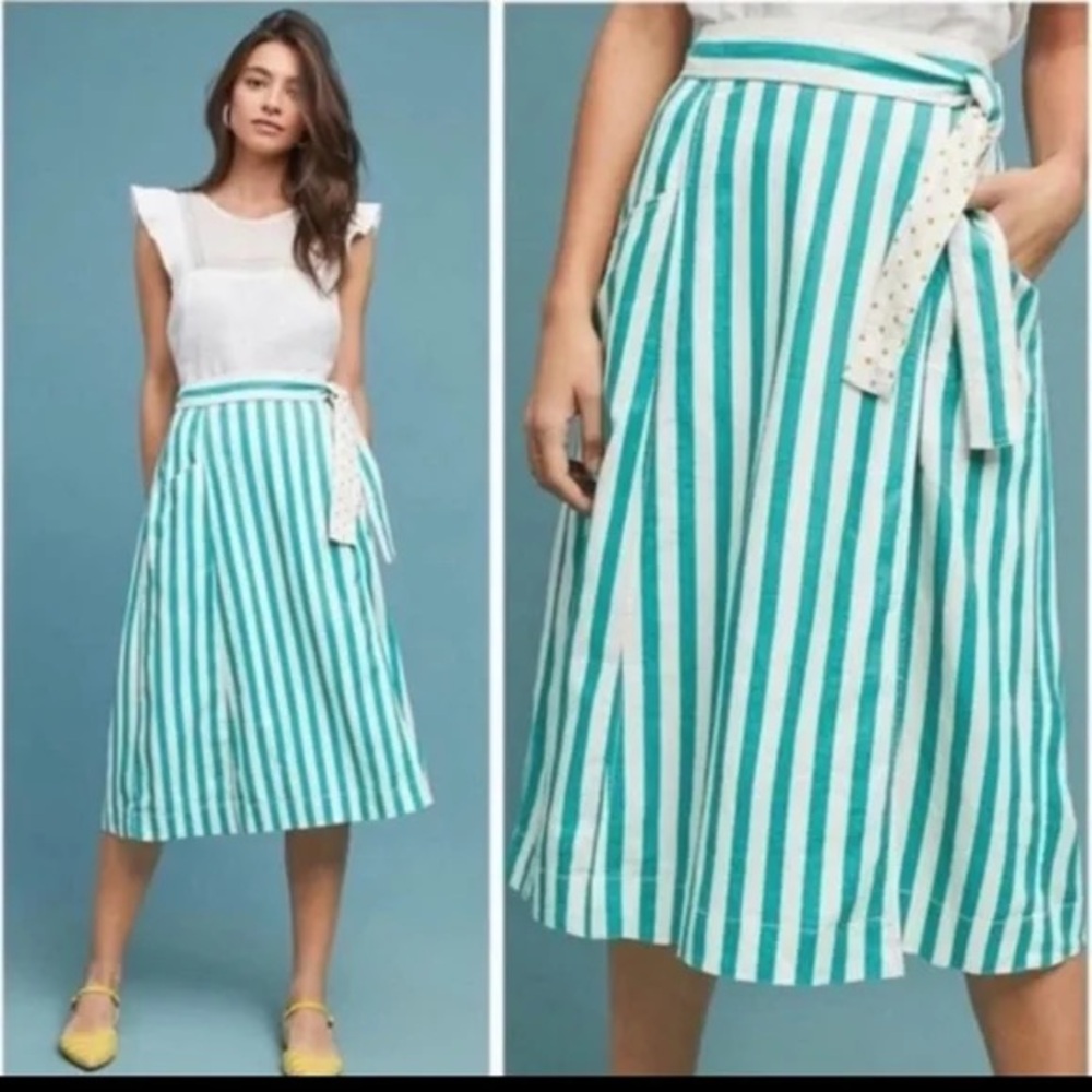 NWT Anthropologie Maeve linen blend pinstriped skirt xL